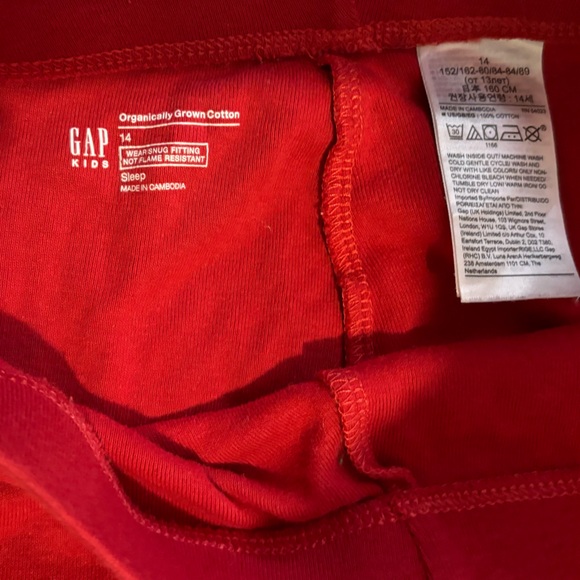 KIDS GAP red 2 piece christmas unicorn PJs size 14 - Picture 4 of 10